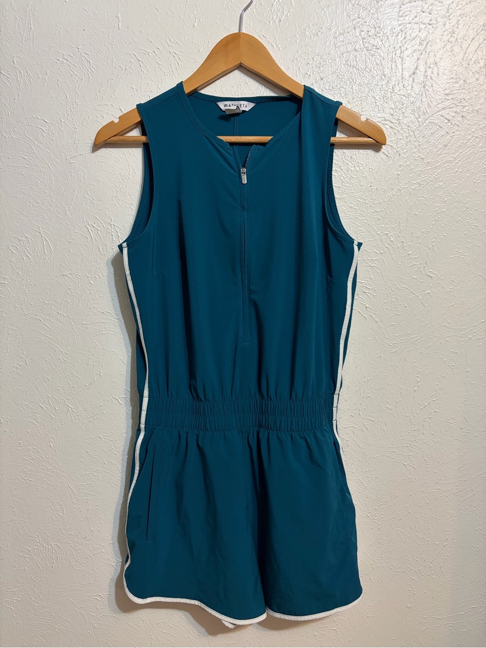 Athleta Teal Sleeveless Women One-Piece Romper